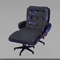 Comfortable Tufted Leather Lounge Chair With Padded Armrest Footrest And Rolling Casters