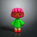 Cute Plush Doll With Pink Hair Green Coat And Red Shoes For Kids