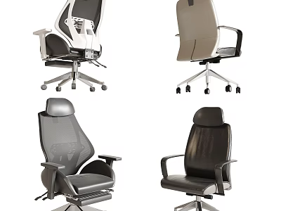 Modern Ergonomic Office Chairs With Adjustable Swivel Design And Leather Mesh Upholstery 3d model