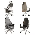 Modern Ergonomic Office Chairs With Adjustable Swivel Design And Leather Mesh Upholstery