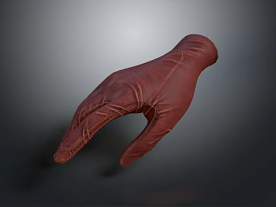 Brown Leather Glove Sculpture Carving with Realistic 3D Rendered Dark Gradient Background 3d model