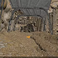 Reinforced Underground Tunnel Interior With Rock Walls And Steel Support Frames