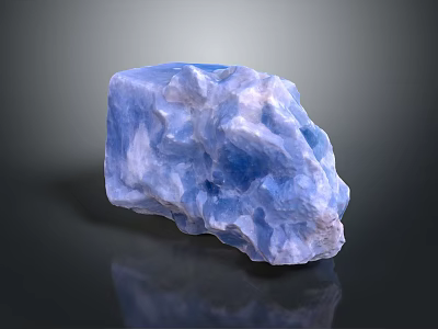Vibrant Natural Raw Blue Gemstone With Rough Surface And Crystalline Texture 3d model