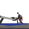 Professional Rowing Machine with Black Red Frame LCD Monitor and Sliding Rail on Blue Platform
