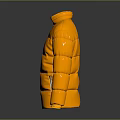 Stylish Orange Puffer Jacket With Stand Collar Front Zipper And Padded Sleeves