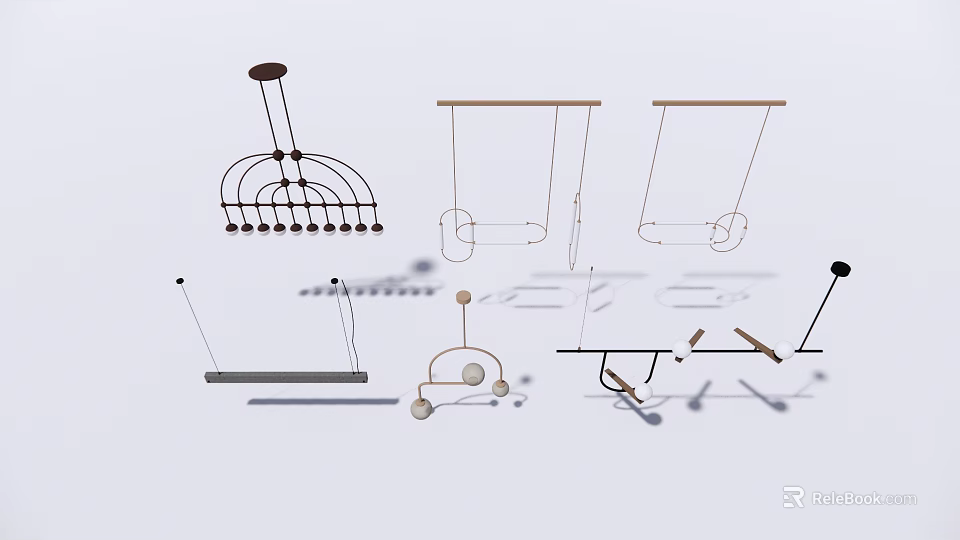 Various Modern Chandelier Designs With Unique Hanging Structures And Shapes 3d model