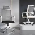 Modern Office Chair With Mesh Back Black Seat And White Frame On Wheels