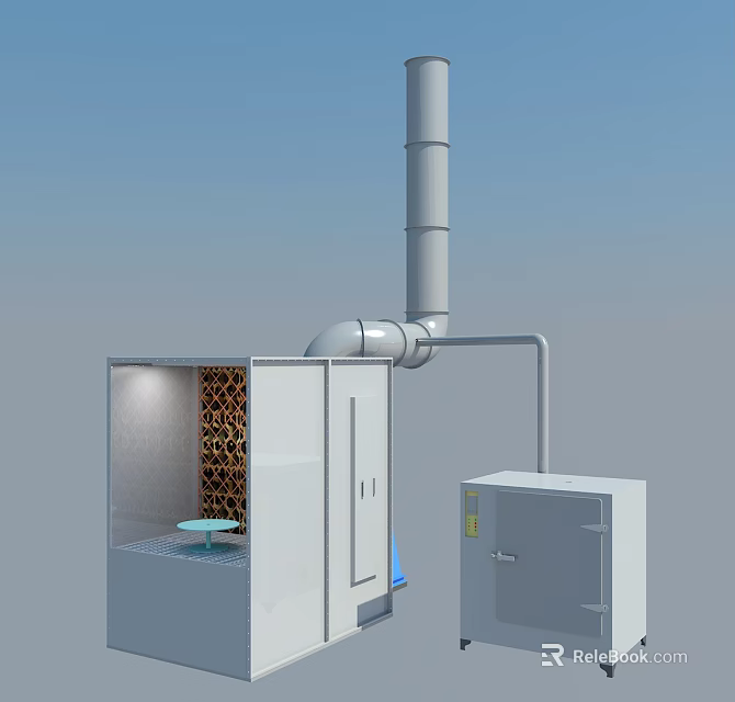 Industrial Air Treatment Equipment With White Enclosure Honeycomb Structure Side Cabinet And Ventilation Duct 3d model 