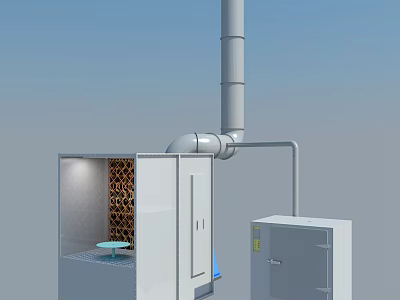 Industrial Air Treatment Equipment With White Enclosure Honeycomb Structure Side Cabinet And Ventilation Duct 3d model
