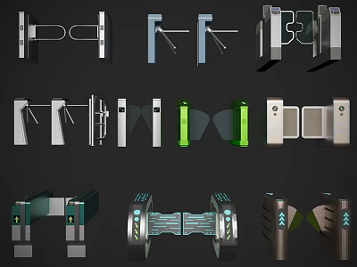 Public Facility Various Access Gates Featuring Modern Design And Entry Control Systems 3d model