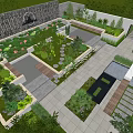 Modern Garden Landscape With Pond Stone Path Greenery And Seating Areas