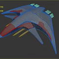 Futuristic 3D Model Fighter Jet With Sleek Design Angular Wings And Pink Thrusters