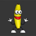 Happy Yellow Cartoon Banana Character with Eyes Mouth Arms Legs as Daily Life Product