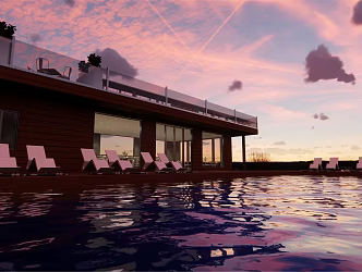 Modern Swimming Pool Cabin 3d model