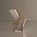 Elegant Staircase Design With Wooden Handrails And White Marble Steps