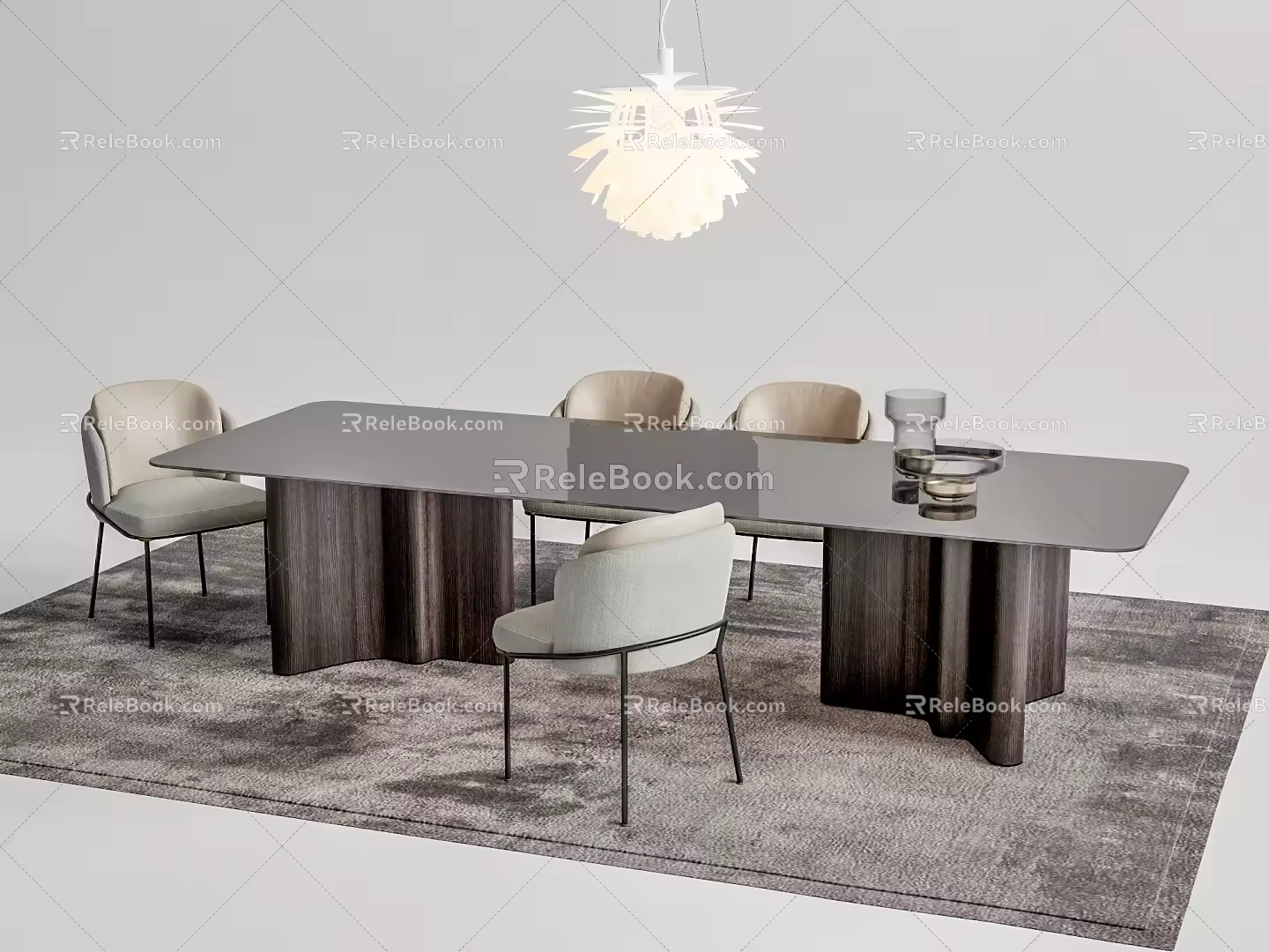 Modern Minotti Dining Table and Chair Combination 3d model
