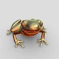 Golden Frog Sculpture with Metallic Shiny Texture and Detailed Physical Features