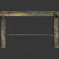 Vintage Distressed Coffee Table With Colorful Paint Finish And Metal Frame
