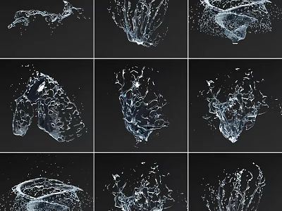 Contemporary Feature Wall Design With Dynamic Water Splashes And Transparent Patterns 3d model
