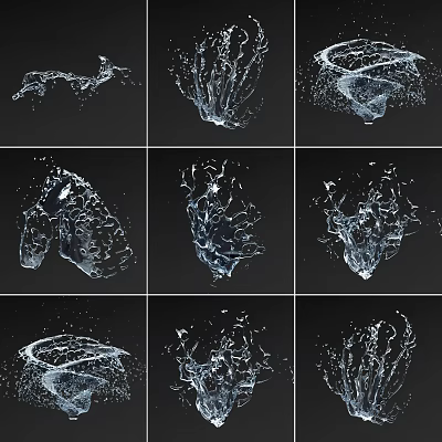 Modern water spray water flow landscape sketch water spray water drop fountain spring water scene dry water spray flow landscape wall water curtain 3d model