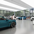 XPeng 4S Store Modern Showroom Featuring Display Cars And Reception Counter