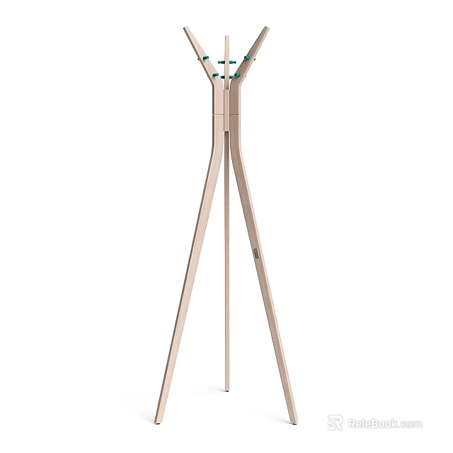 Modern Wooden Tripod Wall Decor With Hanging Hooks And Minimalist Design 3d model 