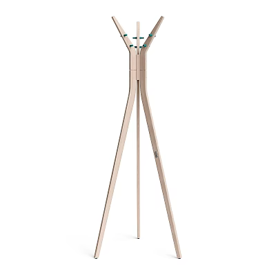 Modern Wooden Tripod Wall Decor With Hanging Hooks And Minimalist Design 3d model