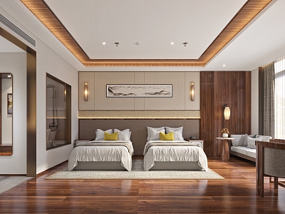 New Chinese Room Hotel Standard Room 3d model