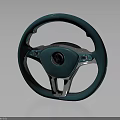 Teal Car Steering Wheel With Volkswagen Logo Silver Accents And Modern Design