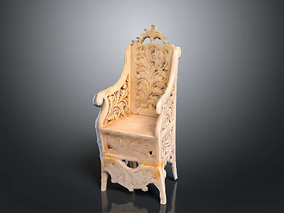 Elegant Classical Carved Armchair With Intricate Floral Patterns Ornate Backrest And Legs 3d model