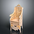 Elegant Classical Carved Armchair With Intricate Floral Patterns Ornate Backrest And Legs