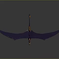 3D Pterosaur Character Model With Large Wings And Yellow Orange Head Crest On Black Background