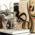 Elegant Decorative Ornament Set With Dried Grass Art Frames Sculptures Candle Holders And Vases