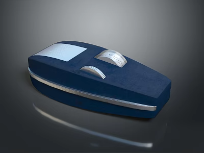 Blue Fish Shaped Decorative Container With Silver Trim And Circular Features 3d model