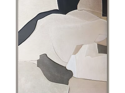 Abstract Painting With Neutral Tones Geometric Shapes And Textured Canvas Design 3d model