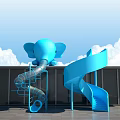 Fun Blue Elephant Shaped Outdoor Kids Playground Equipment With Spiral Slide