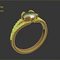 Elegant Gold Ring With Green Heart Shaped Gemstone And Diamond Accents