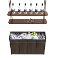 Modern Dark Wooden Sideboard With Wine Bottles Wine Glasses Ice And Green Apples On Top