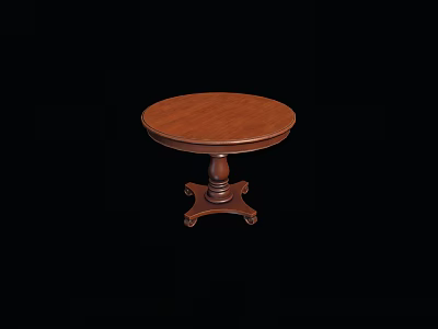 Classic Brown Round Wooden Table With Decorative Pedestal Base Design 3d model
