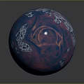 Other Artistic Sphere With Textured Red Black Blue Surface And Geometric Patterns