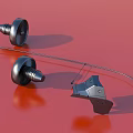 Mechanical Metal Components 3D Rendering On Red Surface With Turbine And Bracket 3d model