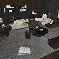Modern Sectional Sofa and Coffee Table Set with Stylish Living Room Rug and Decorative Plant