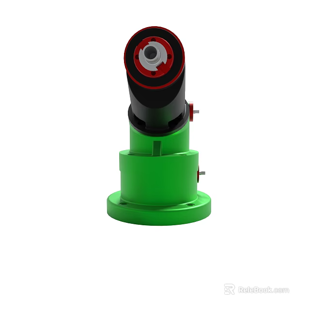 Green Base Mechanical Device Featuring Black Upper Part And Red Accent 3d model 