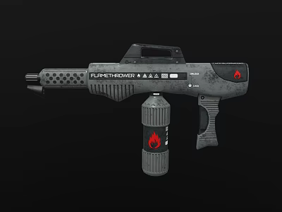 FLAMEPOWER Flame Projector Industrial Equipment With Gas Cylinder Handle And Flame Logo 3d model