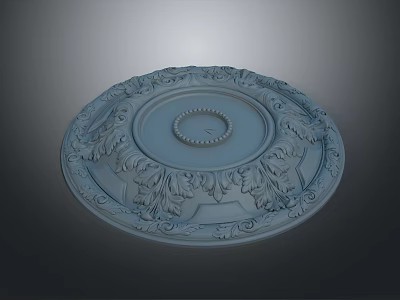 Classical Decorative Ceiling Medallion With Intricate Carved Patterns And Central Circle 3d model