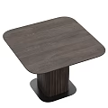 Modern Dark Wood Table With Fluted Column Base And Smooth Surface Top 3d model