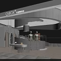 Modern Exhibition Booth Entrance For Fast Fashion Brand With White Curved Design And Mannequins
