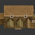 Traditional Wooden Cottage With Stone Base Multiple Windows And Two Chimneys