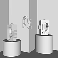 Modern Arch Design Wall Lamps On Cylindrical Pedestals With Light Gray Finish