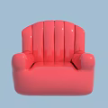 Stylish Pink Shell Shaped Single Sofa with Smooth Glossy Surface against Light Blue Background 3d model